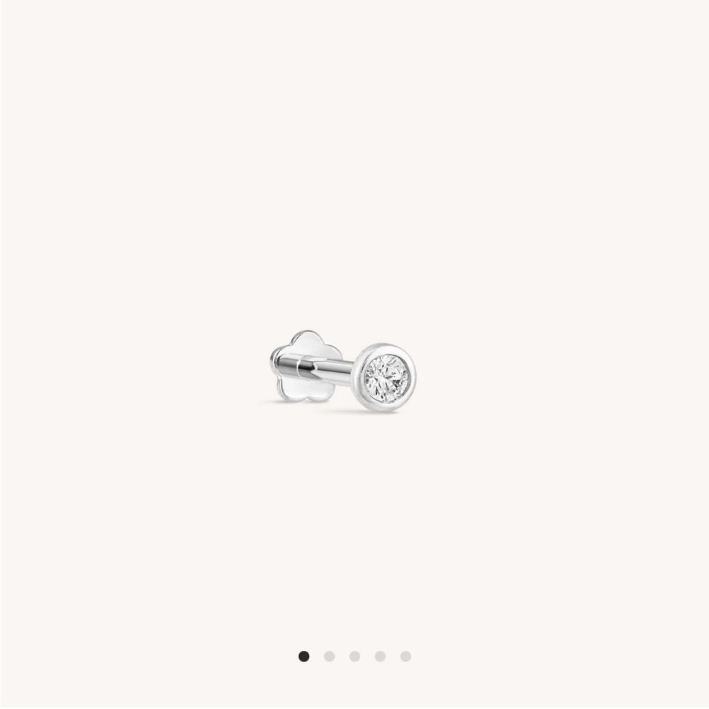 14K Solid Gold Tiny Bezel Threaded Labret Earring 3mm